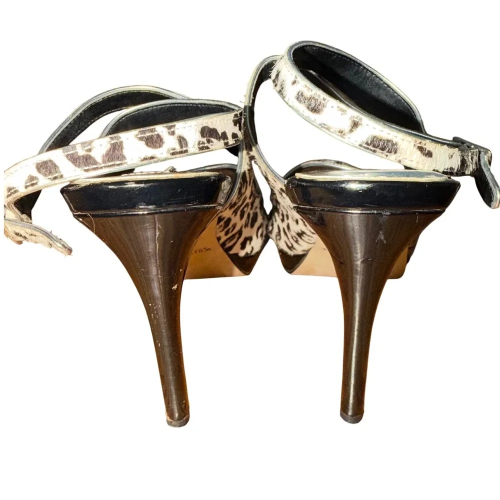 White House Black Market Leopard Calf Hair Peep Toe Platform‎ Heels Size 9M